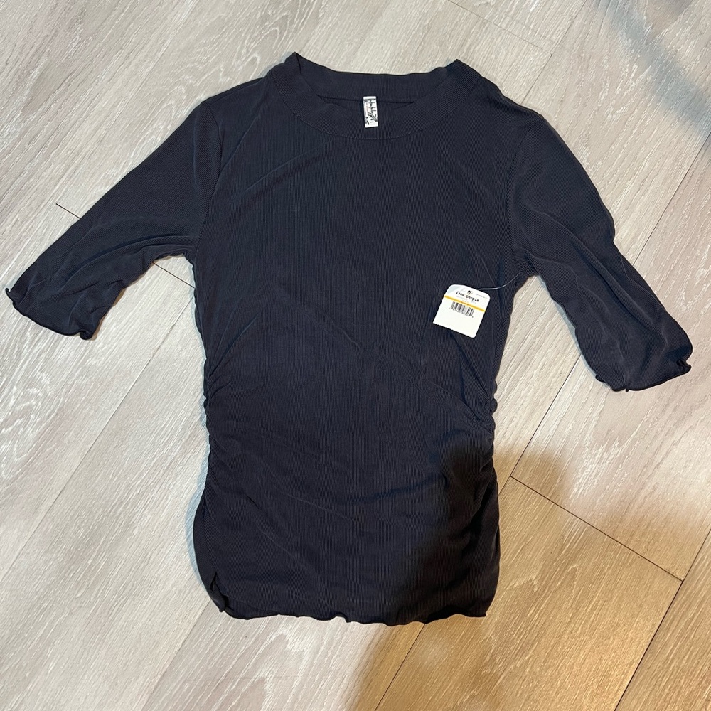 Free People Charcoal Ribbed Top